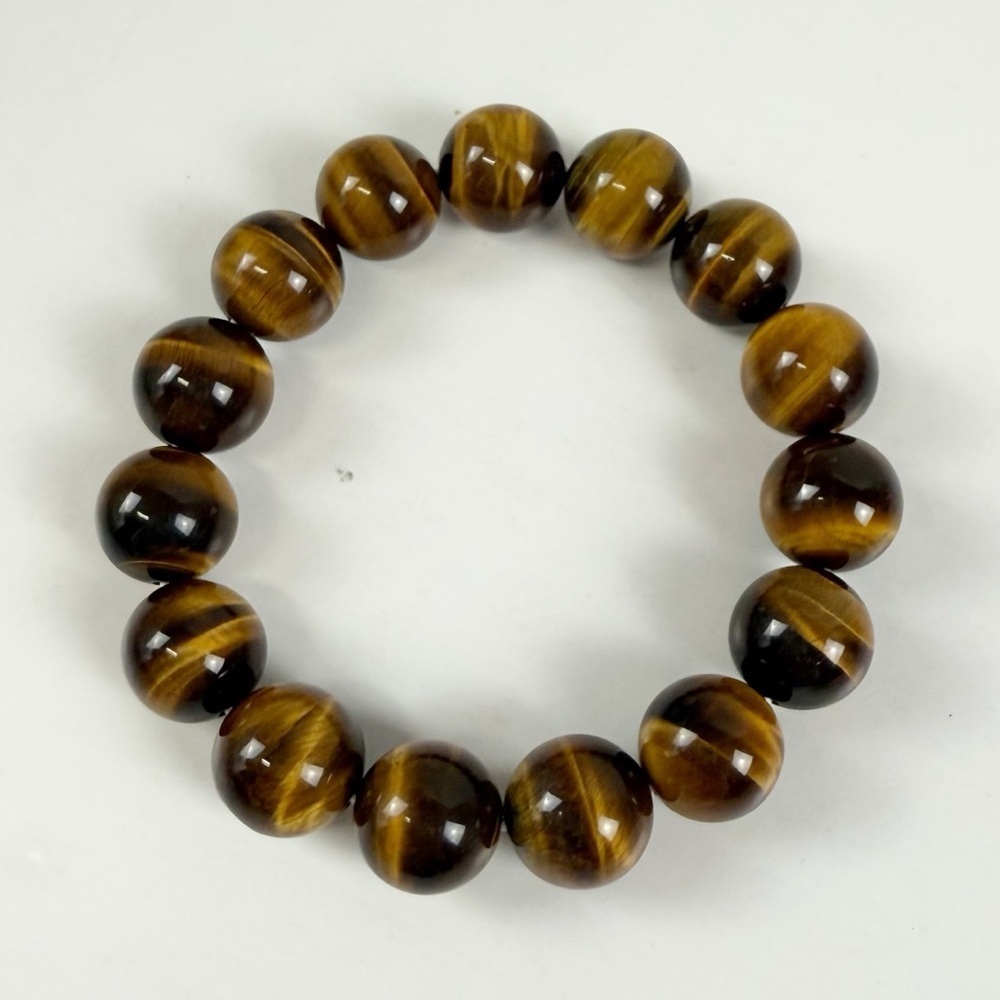 Brown Tan Tiger Eye Stretch Bracelet Stretchy Beaded